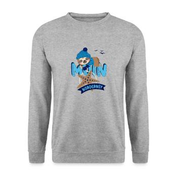 Norderney Nordseeküste Küste Camping - Unisex Pullover - Weißgrau meliert - Vorne - Alina (178cm) & Michal (187cm)