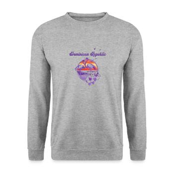 Retro-Design der Dominikanischen Republik - Unisex Pullover - Weißgrau meliert - Vorne - Alina (178cm) & Michal (187cm)