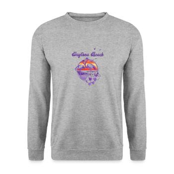 Retro Daytona Beach Florida Künstlerischer Urlaub - Unisex Pullover - Weißgrau meliert - Vorne - Alina (178cm) & Michal (187cm)