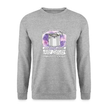 FARBDOSE MALER MACHT DEN REST - Unisex Pullover - Weißgrau meliert - Vorne - Alina (178cm) & Michal (187cm)