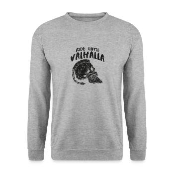 Motorrad Viking Ride Until Valhalla Rider Biker - Unisex Pullover - Weißgrau meliert - Vorne - Alina (178cm) & Michal (187cm)