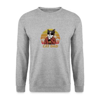 Vintage Meilleur Cat Papa Papa Retro - Sweat-shirt Unisexe - gris chiné - Devant - Alina (178cm) & Michal (187cm)