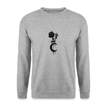 Occult Vintage Moon Rose Witchcraft Occult Witch - Unisex Sweatshirt - salt & pepper - Front - Alina (178cm) & Michal (187cm)