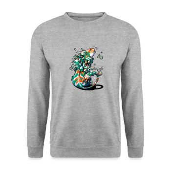 Lion - Unisex Pullover - Weißgrau meliert - Vorne - Alina (178cm) & Michal (187cm)