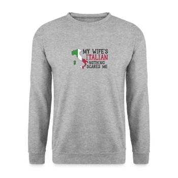 Épouse Italie Italienne Italienne - Sweat-shirt Unisexe - gris chiné - Devant - Alina (178cm) & Michal (187cm)