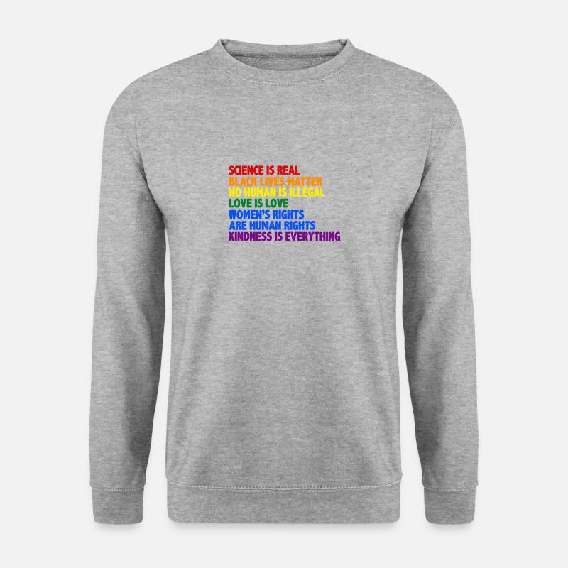 Gay Pride Science Is Real Black Lives Matter Love - Unisex Pullover - Weißgrau meliert