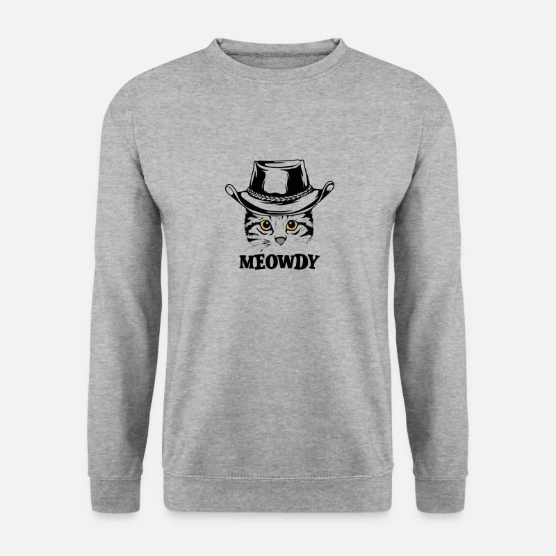 Meowdy Katze Mashup Between Meow and Howdy - Unisex Pullover - Weißgrau meliert