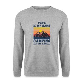 Papa Is My Name Camping Is My Game - Unisex Sweatshirt - salt & pepper - Front - Alina (178cm) & Michal (187cm)