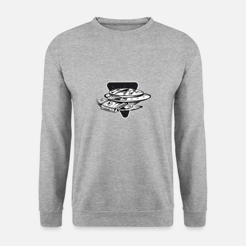 Space Raumschiff - Unisex Pullover - Weißgrau meliert