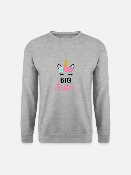 Ich Bin Große Schwester Einhorn - Unisex Pullover - Weißgrau meliert