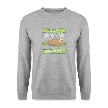 HEUTE IST MEIN GEBURTSTAG - Unisex Pullover - Weißgrau meliert - Vorne - Alina (178cm) & Michal (187cm)