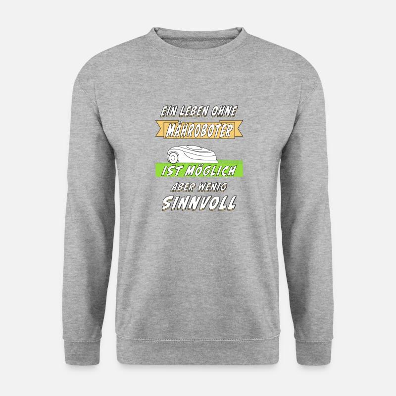 RASENROBOTER RASEN MÄHEN - Unisex Pullover - Weißgrau meliert