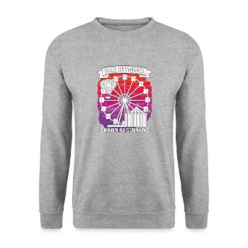 Schausteller Kirmes Riesenrad - Unisex Pullover - Weißgrau meliert - Vorne - Alina (178cm) & Michal (187cm)