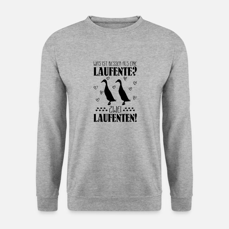 Laufente Geschenk Ente Geflügel Entenbesitzer - Unisex Pullover - Weißgrau meliert