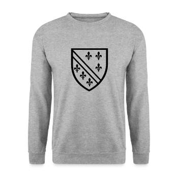 Wappen Geschenk Sarajevo Jugoslawien Jugo - Unisex Pullover - Weißgrau meliert - Vorne - Alina (178cm) & Michal (187cm)