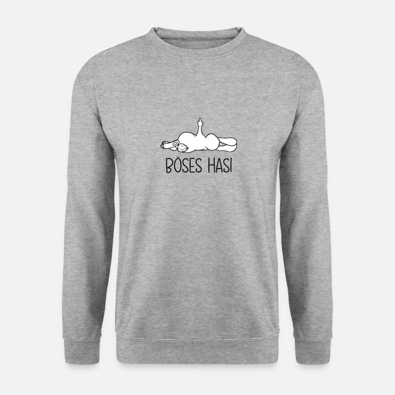 Böses Hasi Hase mit Mittelfinger - Unisex Pullover - Weißgrau meliert