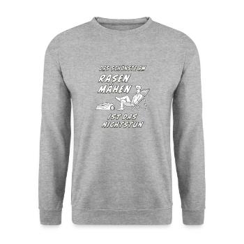 RASENROBOTER RASEN MÄHEN - Unisex Pullover - Weißgrau meliert - Vorne - Alina (178cm) & Michal (187cm)