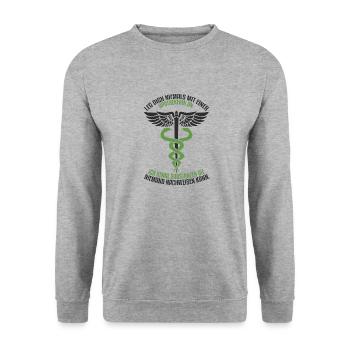 Apothekerin Apotheke Pharmazie Pharmazeutin Pharma - Unisex Pullover - Weißgrau meliert - Vorne - Alina (178cm) & Michal (187cm)