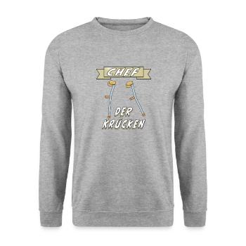 CHEF DER KRÜCKEN - Unisex Pullover - Weißgrau meliert - Vorne - Alina (178cm) & Michal (187cm)