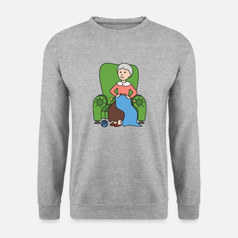 Oma Stricken - Unisex Pullover - Weißgrau meliert