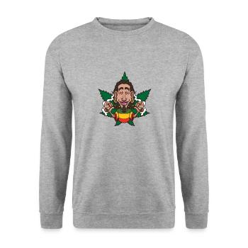 Unkraut Rastafari Mann - Unisex Pullover - Weißgrau meliert - Vorne - Alina (178cm) & Michal (187cm)