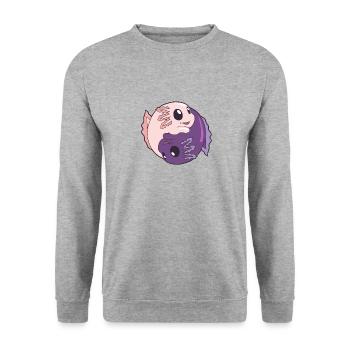 Yin Yang Axolotls Kawai Axolotl Zen Meditation Yog - Unisex Sweatshirt - salt & pepper - Front - Alina (178cm) & Michal (187cm)