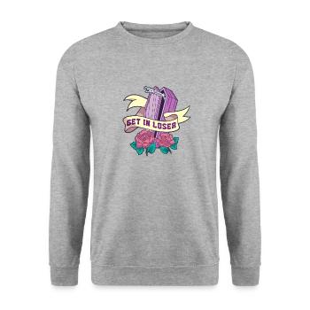 Get In Loser Coffin Kawaii Pastel Goth Aesthetic H - Unisex Sweatshirt - salt & pepper - Front - Alina (178cm) & Michal (187cm)