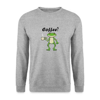 Cute Frog Tired Monday Lazy Coffee - Unisex Sweatshirt - salt & pepper - Front - Alina (178cm) & Michal (187cm)