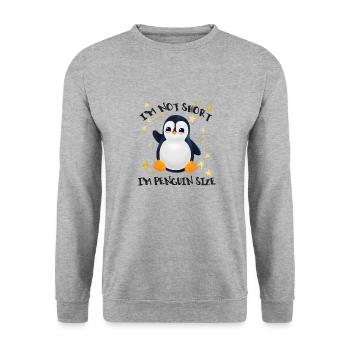 Pinguin I'm Not Short I'm Penguin Size - Unisex Sweatshirt - salt & pepper - Front - Alina (178cm) & Michal (187cm)