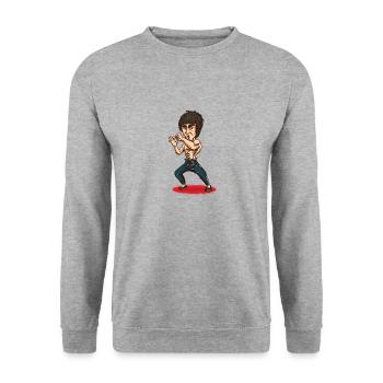 Sport-Ikone Bruce Lee - Unisex Pullover - Weißgrau meliert - Vorne - Alina (178cm) & Michal (187cm)