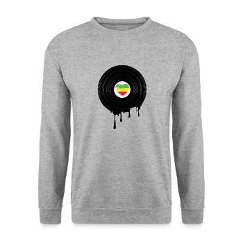 Reggae geschmolzenes Vinyl - T-Shirt - T-Shirt - Unisex Pullover - Weißgrau meliert - Vorne - Alina (178cm) & Michal (187cm)
