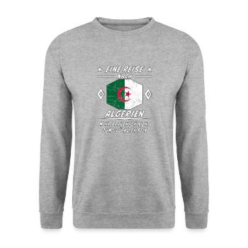 EINE REISE NACH ALGERIEN - Unisex Pullover - Weißgrau meliert - Vorne - Alina (178cm) & Michal (187cm)