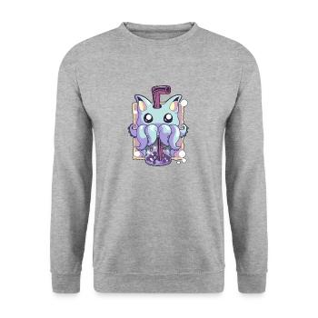 Pastel Goth Creepy Creature Boba Bubble Tea Kawaii - Unisex Sweatshirt - salt & pepper - Front - Alina (178cm) & Michal (187cm)