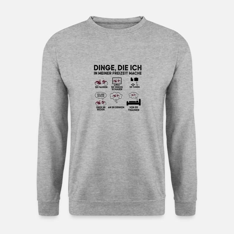 SR Moped Mofa Ostalgie Dinge Die Meiner Freizeit - Unisex Pullover - Weißgrau meliert