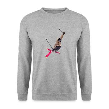 Skiing - Unisex Sweatshirt - salt & pepper - Front - Alina (178cm) & Michal (187cm)