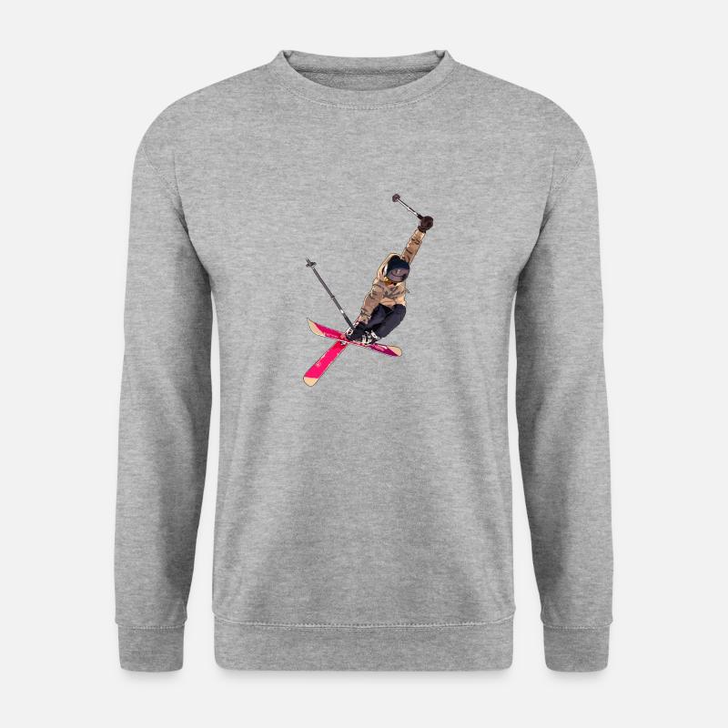 Skifahren - Unisex Pullover - Weißgrau meliert