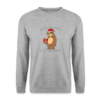 Faultier Weihnachten - Unisex Pullover - Weißgrau meliert - Vorne - Alina (178cm) & Michal (187cm)