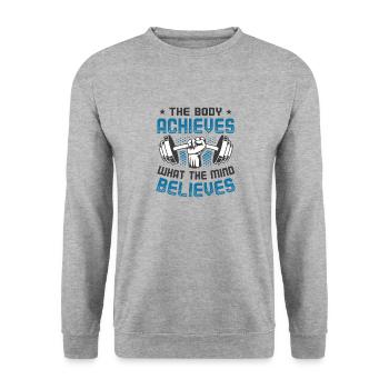 Gym Training Fitness Motivations Workout - Unisex Sweatshirt - salt & pepper - Front - Alina (178cm) & Michal (187cm)