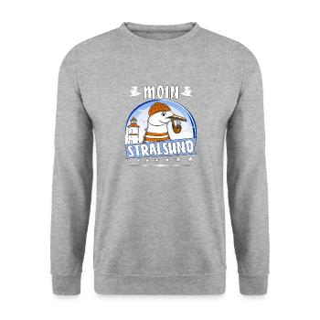 MÖWE MOIN STRALSUND - Unisex Pullover - Weißgrau meliert - Vorne - Alina (178cm) & Michal (187cm)