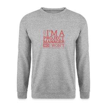 "Project Manager Work" | "Project Manager" - Unisex Sweatshirt - salt & pepper - Front - Alina (178cm) & Michal (187cm)