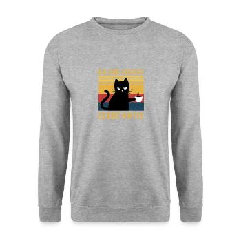 Ich habe gekocht es gibt Kaffee Kater - Unisex Pullover - Weißgrau meliert - Vorne - Alina (178cm) & Michal (187cm)