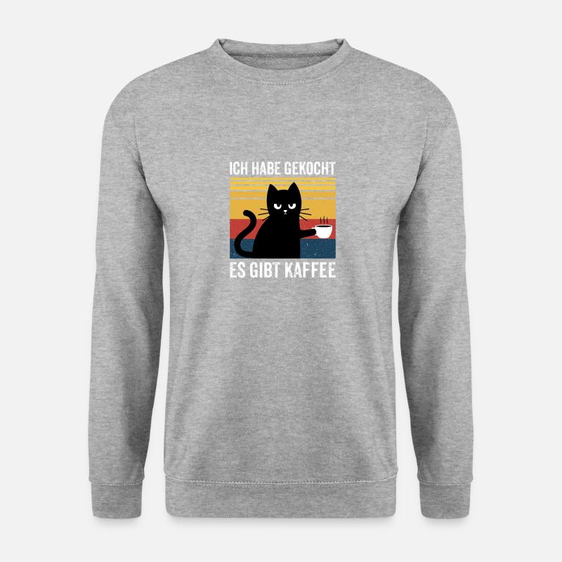 Ich habe gekocht es gibt Kaffee Kater - Unisex Pullover - Weißgrau meliert