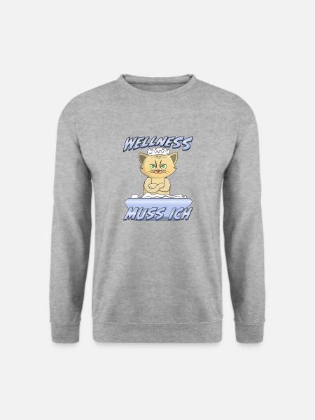 KATZE BÖSE WELLNESS MUSS ICH - Unisex Pullover - Weißgrau meliert
