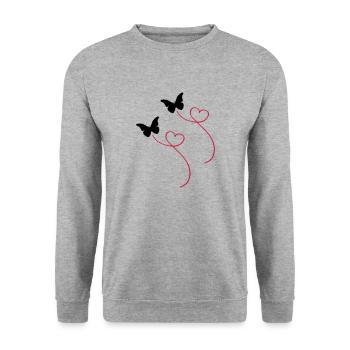 butterflies - Unisex Sweatshirt - salt & pepper - Front - Alina (178cm) & Michal (187cm)