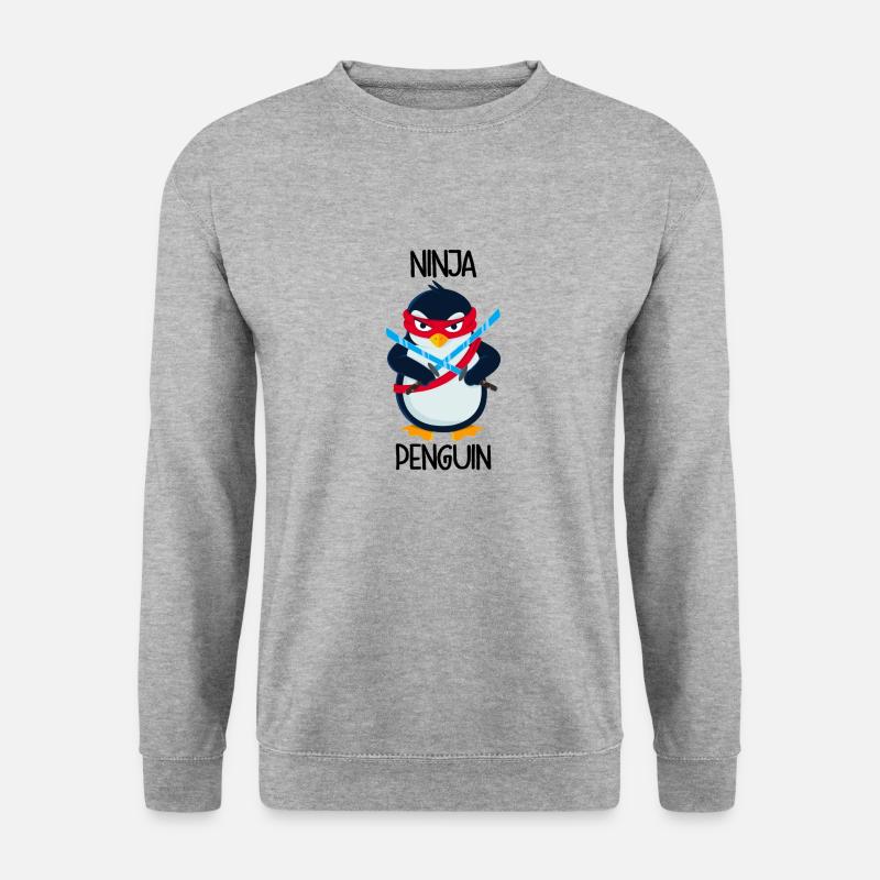 Ninja Penguin - Unisex Pullover - Weißgrau meliert