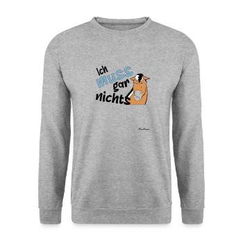 Fjordpferd muss gar nichts - Unisex Pullover - Weißgrau meliert - Vorne - Alina (178cm) & Michal (187cm)