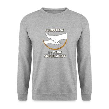 FUßPFLEGE IST MEINE SUPERKRAFT - Unisex Pullover - Weißgrau meliert - Vorne - Alina (178cm) & Michal (187cm)