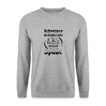 Schreiner Herren TShirt Wo gehobelt wird - Unisex Pullover - Weißgrau meliert - Vorne - Alina (178cm) & Michal (187cm)