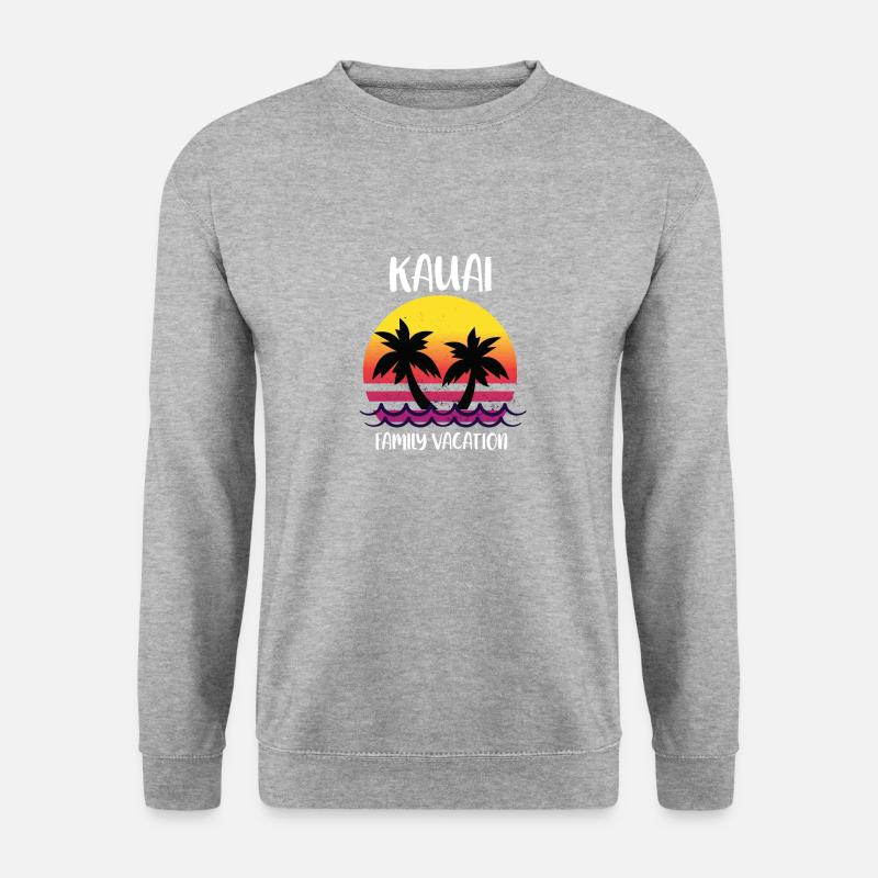 Kauai Hawaii Hawaiian Island Palm Tree - Unisex Pullover - Weißgrau meliert