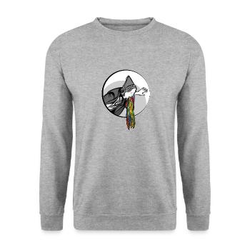 Glitzer Kotzen - Unisex Pullover - Weißgrau meliert - Vorne - Alina (178cm) & Michal (187cm)
